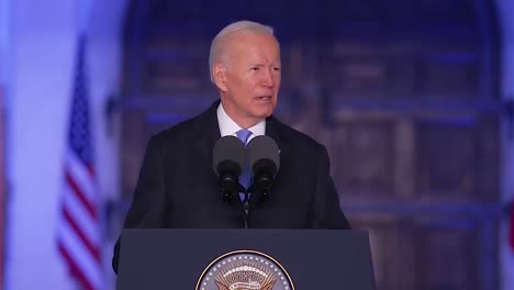 President-Joe-Biden-Visits-Warsaw,-Poland-And-Speaks-In-Support-Of-Ukraine-In-The-War-Against-Russian,-Remarks-About-Emotions-Of-Ukranian-Refugees