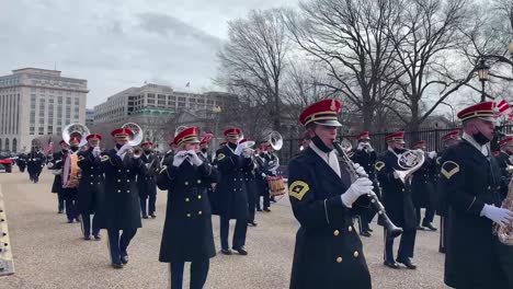 Military-Marching-Band-Rehearses-At-The-White-House-Before-Joe-Biden’S-Presidential-Inauguration-Washington,-Dc