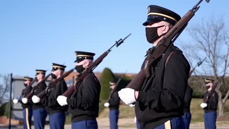 Military-Drill-Teams-With-Rifles-Rehearse-For-Joe-Biden’S-59Th-Presidential-Inauguration-In-Washington-Dc