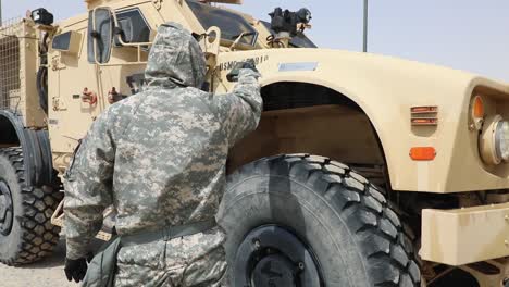 Us-Marine-Soldiers-Reconnaissance,-Surveillance-And-Decontamination-Training-With-Heavy-Trucks-In-Kuwait