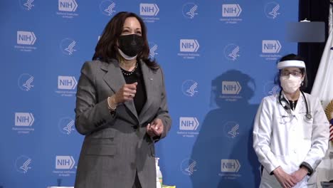 Vice-President-Politician-Kamala-Harris-Talks-After-Receiving-Injection-Of-Covid-19-Pandemic-Innoculation-Vaccine
