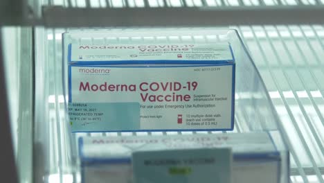 Refrigerated-Storage-Of-Moderna-Covid-19-Vaccine,-Landstuhl-Regional-Medical-Center-Pharmacy,-Germany