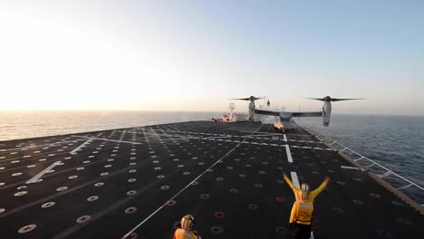 Mv-22B-Osprey-Operates-Off-The-Flight-Deck-Of-The-Usns-Mercy’S-Flight-Deck-During-A-Dynamic-Interface-Test-Operation