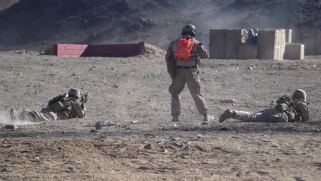 Us-Marines-Conduct-A-Platoon-Sized-Attack-During-Integrated-Training-Exercise-In-The-Desert,-Twentynine-Palms,-Ca