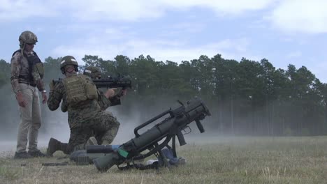 Us-Marines-Military-Live-Fire-Training-Exercise-M3E1-Anti-Armor,-Anti-Personnel-Weapon-System,-Camp-Lejeune-Va