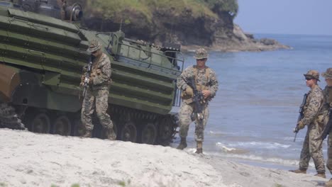 Us,-Phillpines-And-Japanese-Marines-Conduct-And-Coordinate-An-Amphibious-Assault-Landing-Exercise,-Luzon