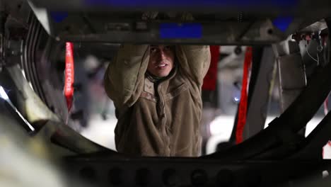 48Th-Fighter-Wing-Maintenance-Crew-Conduct-Night-Operations-On-Jet-Engines,-Royal-Air-Force-Lakenhealth,-England