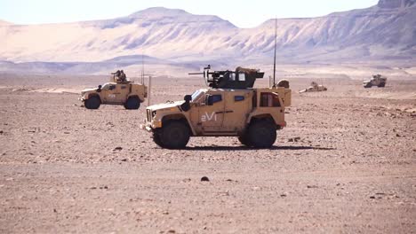 Marines-Fire-Machine-Guns-From-Light-Tactical-Vehicles,-Himars-Desert-Combat-Rehearsal-Exercise,-Tabuk,-Saudi-Arabia