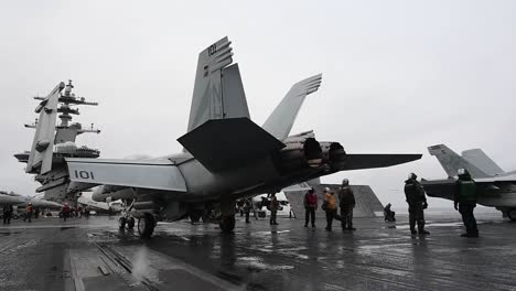 Us-Navy-Sailors-Conduct-Fighter-Jet-Flight-Operations-On-The-Flight-Deck-Of-The-Aircraft-Carrier-Uss-Theodore-Roosevelt,-(Cvn-71)
