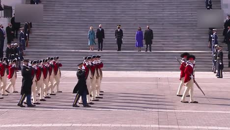 President-Biden,-Vice-President-Harris,-First-Lady-Jill-Biden,-Doug-Emhoff-Review-Fife-And-Drum-Corps-Inauguration