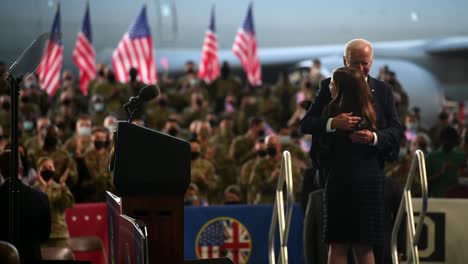 Us-President-Joe-Biden-Speaks-To-An-Audience-Of-American-Soldiers,-British-Royal-Air-Force-Base-Mildenhall,-England
