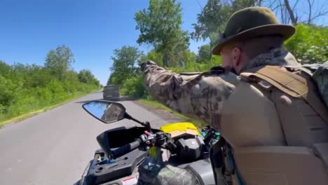 Ukrainian-Soldier-Rides-An-Atv-On-The-Frontlines-Of-War-In-Donbas,-Ukraine