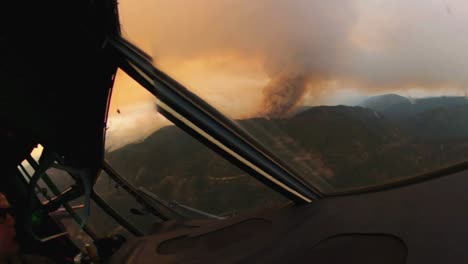 California-Air-National-Guard-Drop-Fire-Retardant-On-Dixie-Fire-From-C-130-Airplane,-Helping-Us-Forest-Service-Firefighters