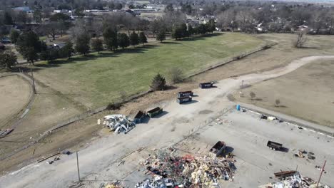 Drone-Flight-Aerial-Of-Industrial-Complex-Destroyed-By-High-Winds-During-Rare-Winter-Tornado-Event-And-Trumann-Fire-Dept