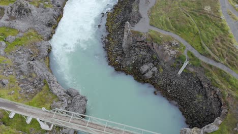 Top-down-of-the-powerfull-glacier-stream-from-Godafoss-waterfall-Iceland
