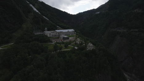 Aerial-drone-shot-of-power-plant-near-Rjukan-Norway