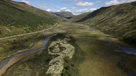 -Aerial-shot-of-Norwegian-valley-near-Rondone-national-park