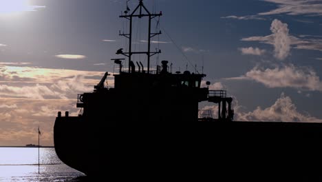 Silhouette-of-a-large-ship-passing-by