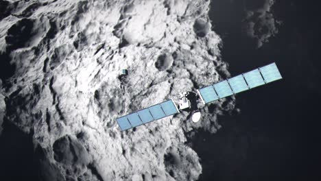 Close-Shot-of-Comet-67P-as-the-Rosetta-Spacecraft-Approaches-and-the-Philae-Lander-Separates