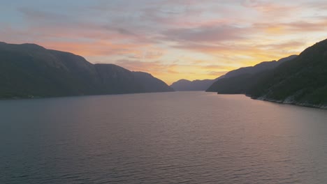 Drone-shot-from-sunset-in-Lysefjorden-Norway