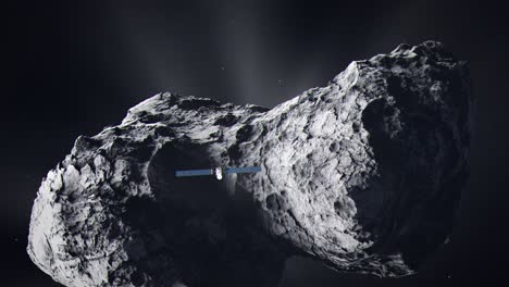 Medium-Shot-of-Comet-67P-as-the-Rosetta-Spacecraft-Approaches