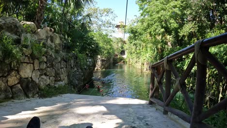 Hammock-zip-line-in-Mexican-jungle-with-splash-landing-in-the-water