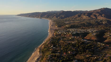 Aerial-view-of-Zuma-beach-in-Malibu,-California