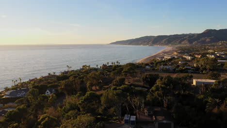 Aerial-view-of-Zuma-beach-in-Malibu,-California-from-Point-Dume