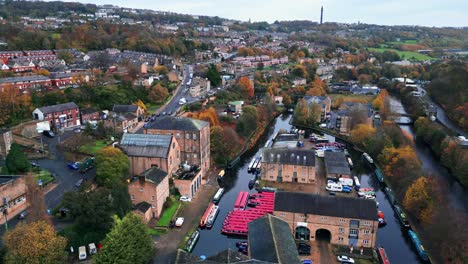 Drone-aerial-footage-of-the-market-town-centre-of-Sowerby-Bridge