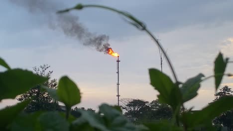 Llama-De-Fuego-En-Una-Tubería-De-Gas-Mientras-Se-Quema-Gas-En-El-Campo-De-Gas-De-Kailashtilla-En-Bangladesh