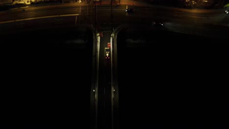 Nighttime-ride-of-a-car-on-a-lonely-bridge-in-Germany