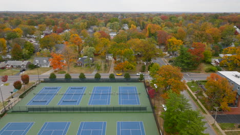 Aerial-over-tennis-courts-in-Kirkwood-neighborhood-in-St