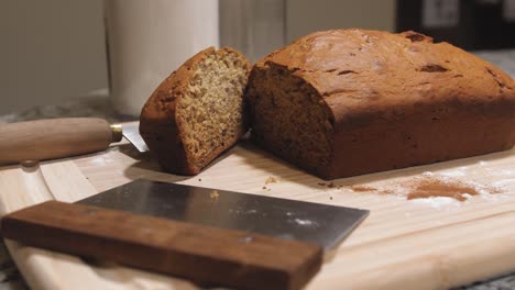 Fresh-Loaf-of-Sliced-Homemade-Banana-Bread-with-left-to-right-slide