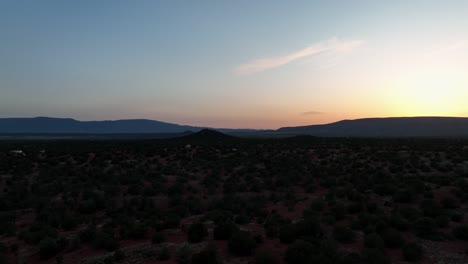 Landschaft-Von-Grünen-Pflanzen,-Die-In-Der-Wüste-Während-Des-Sonnenuntergangs-In-Sedona,-Arizona-Wachsen