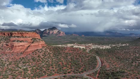 Red-Rock-State-Park-With-Beautiful-Cloudscape-At-Background-In-Sedona,-Arizona