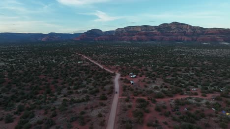 Country-Road-With-RV's-At-Sedona-Campgrounds-In-Arizona,-United-States