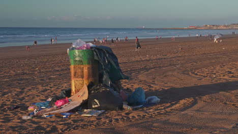 Trash-bin-in-Ain-Diab-Beach-In-Casablanca-Morocco