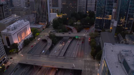 Aerial-view-of-traffic-flowing-out-of-Seattle's-downtown-underground-freeway