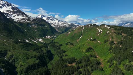 Green-Mountain-Range-And-Valley-Within-The-Kenai-Fjords-National-Park-In-Summer-In-Alaska