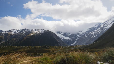 Wind-Weht-Das-Gras-Im-Mt-Cook-Nationalpark