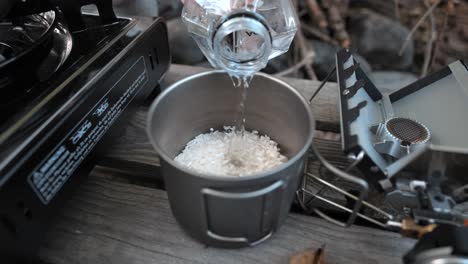 Preparing-rice-in-the-Nature,-Outdoor,-Camping