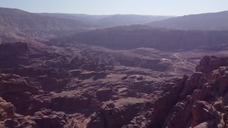 Great-aerial-view-over-the-acient-city-of-Petra-in-the-mountains-of-Jordan