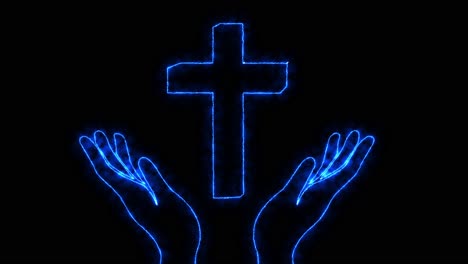 The-cross-of-Jesus-Christ-between-two-hands-in-blue-energy