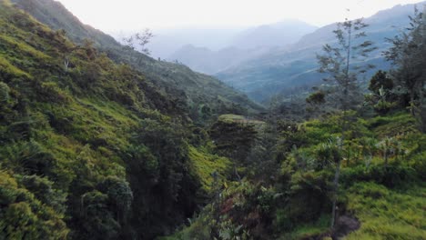 Stunning-aerial-footage-taken-high-in-the-mountains-of-Papua,-Indonesia