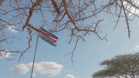 A-slow-motion-sliding-shot-of-the-Kenyan-flag-waving-in-the-wind