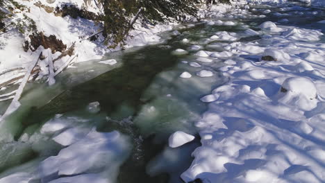 rising-drone-shot-of-icy-and-flowing-winter-river