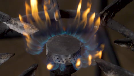 A-close-up-flames-from-of-an-outdoor-gas-burner-in-slow-motion