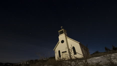 Church-with-Stars-Moving-Around-it-Timelapse-Starlapse