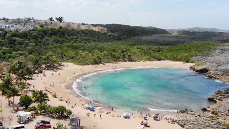 Aerial-view-of-a-small-beach-in-Manati,-Puerto-Rico