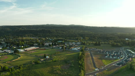 Drone-shot-of-a-small-green-country-town